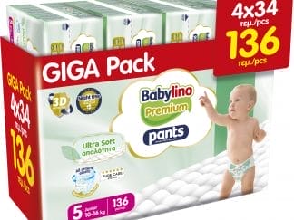 Σετ Babylino Premium Ultra Soft Pants Νο5 Junior (10-16kg) 136 Τεμάχια (4x34 Τεμάχια)