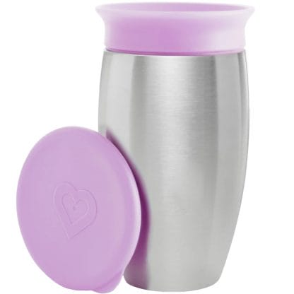 Munchkin Miracle 360 Stainless Steel Cup 12m+ Παιδικό Ανοξείδωτο Κύπελλο - Θερμός 296ml - Λιλά