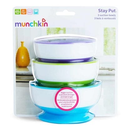 Munchkin Πολύχρωμα Μπωλ Φαγητού με Βεντούζα 6m+ 3τμχ