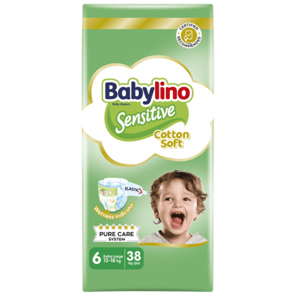 Πάνες Babylino Sensitive Cotton Soft Value Pack No6 (13-18Kg) 38τεμ