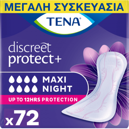 Σερβιέτες Tena Discreet Economy Pack Maxi Night 72τεμ (6*12)