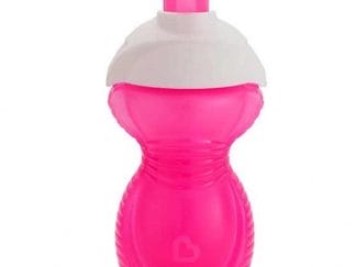 Munchkin Click Lock Flip Straw Cup 12m+ Εκπαιδευτικό Ποτήρι με Καλαμάκι 296ml - Ροζ