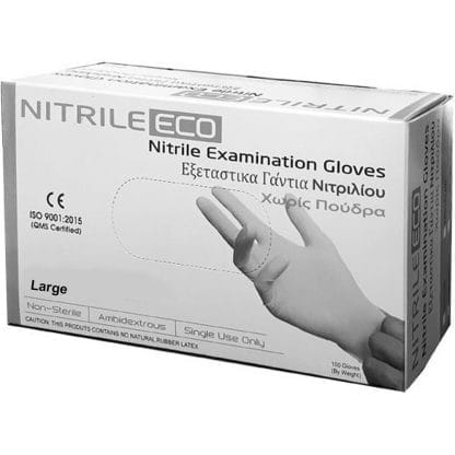 Alfacare Nitrile Eco Examination Gloves Powder Free Εξεταστικά Γάντια Νιτριλίου Μίας Χρήσης Χωρίς Πούδρα σε Μαύρο Χρώμα 100 Τεμάχια - Large