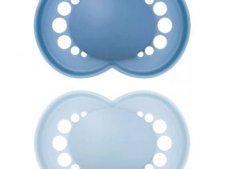 Mam Original Unprinted Matt Silicone Soother 6-16m Ορθοδοντική Πιπίλα με Θηλή Σιλικόνης Φιλική προς το Δερματάκι του Μωρού με Πρακτική Θήκη Μεταφοράς 2 Τεμάχια, Κωδ 178SBC - Μπλε / Γαλάζιο
