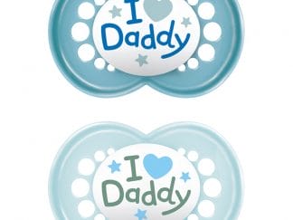 Mam I Love Daddy Original Silicone Soother 16m+ Κωδ 265B1c Ορθοδοντική Πιπίλα Σιλικόνης με Θήκη Μεταφοράς 2 Τεμάχια - Μπλε / Γαλάζιο