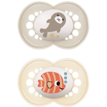 Mam Original Latex Soother 6-16m Κωδ 151LB Ορθοδοντική Πιπίλα με Θηλή από Φυσικό Καουτσούκ 2 Τεμάχια - Σομόν / Κρεμ