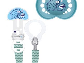 Mam Clip it! & Original Soother Κωδ 319S 6-16m Ορθοδοντική Πιπίλα Σιλικόνης με Κορδέλα Στήριξης 1 Τεμάχιο - Μπλε