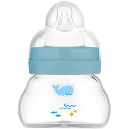 Mam Feel Good Premium Glass Baby Bottle 0m Κωδ 380SBc Γυάλινο Μπιμπερό με Θηλή Σιλικόνης με Πολύ Μικρή Ροή 90ml - Μπλε