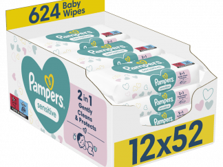 Μωρομάντηλα Pampers Sensitive Monthly Βοx 624τεμ (12x52τεμ)