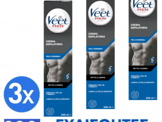 Veet for Men Κρέμα Αποτρίχωσης Για Άνδρες Για Ευαίσθητη Επιδερμίδα 3*200ml