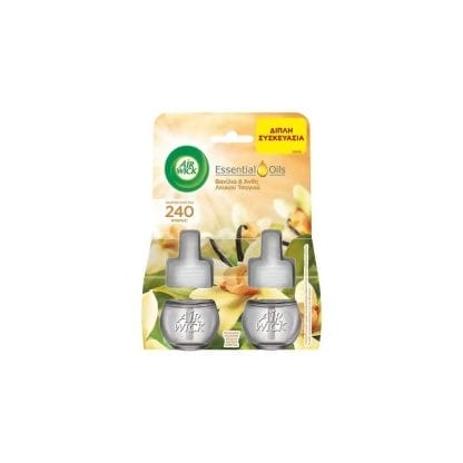 Airwick Ανταλλακτικό Ηλεκτρικής Συσκευής Βανίλια & Άνθη Λευκού Τσαγιού Διπλή Συσκευασία Των 19ml