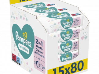 Μωρομάντηλα Pampers Sensitive XL Monthly Βοx 1200τεμ (15x80τεμ)