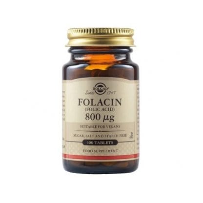 SOLGAR Folic Acid (Folacin) 800mg 100 Ταμπλέτες