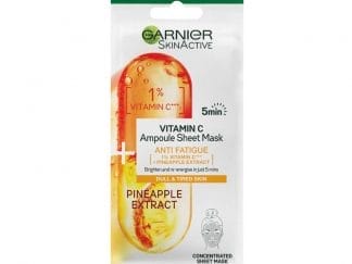 Garnier Skinactive Vitamin C Anti Fatigue Ampoule Sheet Mask 1 Τεμάχιο,Υφασμάτινη Μάσκα Προσώπου με Βιταμίνη C & Εκχύλισμα Ανανά