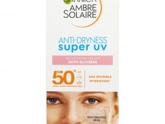 Garnier Ambre Solaire Anti Dryness Super UV Protection Cream Spf50+ Υποαλλεργική 24h Αντηλιακή Κρέμα Προσώπου Πολύ Υψηλής Προστασίας με Λεπτόρρευστη Υφή 50ml
