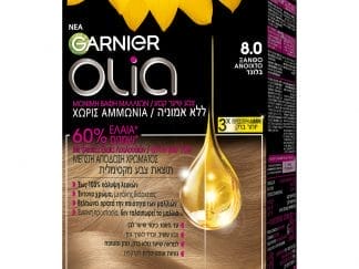 Garnier Olia Permanent Hair Color Μόνιμη Βαφή Μαλλιών Χωρίς Αμμωνία & με Φυσικά Έλαια Λουλουδιών 1 Τεμάχιο - 8.0 Ξανθό Ανοιχτό