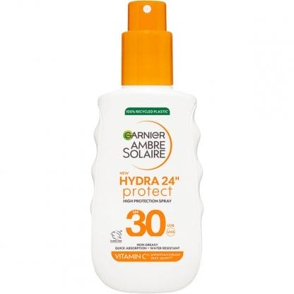 Garnier Ambre Solaire Hydra 24H Protect Spray Spf30 Αντηλιακό Σπρέι Σώματος Υψηλής Προστασίας με Βιταμίνη Ε 150ml