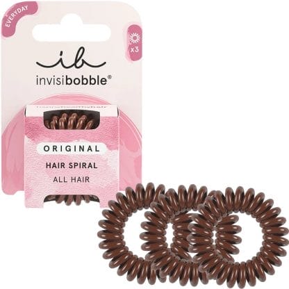 Invisibobble Original Hair Spiral Αδιάβροχα Λαστιχάκια Μαλλιών 3 Τεμάχια - Pretzel Brown