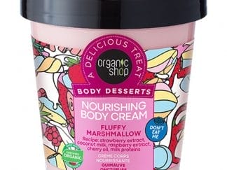 Organic Shop Body Desserts Fluffy Marshmallow Nourishing Body Cream Θρεπτική Κρέμα Σώματος με Εκχύλισμα Φράουλας, Βατόμουρου, Γάλα Καρύδας & Πρωτεΐνη Γάλακτος για Μεταξένια Αίσθηση 450ml
