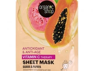 Organic Shop Vitamin C Therapy Antioxidant & Anti Age Sheet Mask Υφασμάτινη Μάσκα Προσώπου με Βιταμίνη C, Γκουάβα & Παπάγια για Αντιγήρανση με Αντιοξειδωτική Δράση 1 Τεμάχιο