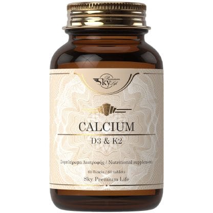 Sky Premium Life Calcium D3 & K2 Συμπλήρωμα Διατροφής με Ασβέστιο, Βιταμίνη D3 & Κ2 για την Ενίσχυση των Οστών, των Μυών & των Δοντιών 60tabs