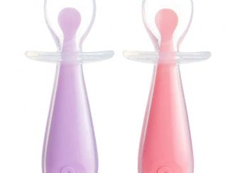 Munchkin Gentle Scoop Training Silicone Spoons 6m+ Μαλακά Εκπαιδευτικά Κουταλάκια Σιλικόνης 2 Τεμάχια - Ανοιχτό Ροζ / Λιλά