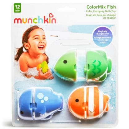 Munchkin ColourMix Fish Colour Παιχνίδι Εκμάθσης με Πλωτά Ψαράκια για το Μπάνιο που Αλλάζουν Χρώμα στο Ζεστό Νερό 12m+, 3 Τεμάχια