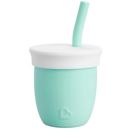 Munchkin C'est Silicone Training Cup with Straw Εκπαιδευτικό Κύπελο με Καλαμάκι Σιλικόνης, Κατάλληλο για τα Ευαίσθητα Ούλα του Μωρού 6m+, 118ml, Κωδ 90054 - Πετρόλ