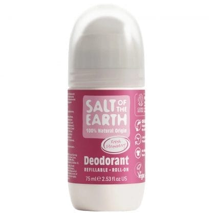 Salt of the Earth Natural Refillable Roll-On Deodorant Αποσμητικό Roll-On Φυσικής Προέλευσης με Άρωμα Φράουλα 75ml - Fresh Strawberry