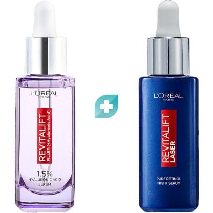 L'Oreal Paris Πακέτο Προσφοράς Revitalift Filler Face Serum 30ml & Revitalift Laser Pure Retinol Deep Wrinkle Night Serum 30ml