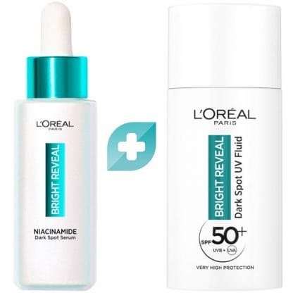 L'Oreal Paris Promo Bright Reveal Niacinaminde Dark Spot Serum 30ml & Dark Spot UV Fluid Spf50+, 50ml