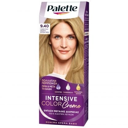 Schwarzkopf Palette Intensive Hair Color Creme Kit Μόνιμη Κρέμα Βαφή Μαλλιών για Έντονο Χρώμα Μεγάλης Διάρκειας & Περιποίηση 1 Τεμάχιο - 9.40 Ξανθό Πολύ Ανοιχτό Έντονο Μπεζ