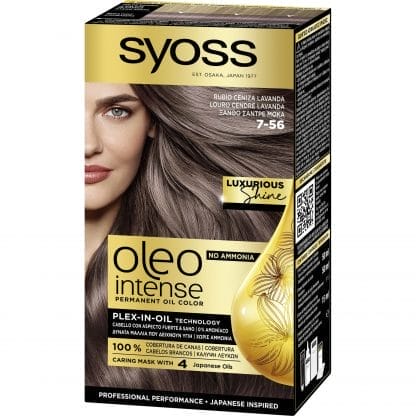 Syoss Oleo Intense Permanent Oil Hair Color Kit Επαγγελματική Μόνιμη Βαφή Μαλλιών για Εξαιρετική Κάλυψη & Έντονο Χρώμα που Διαρκεί, Χωρίς Αμμωνία 1 Τεμάχιο - 7-56 Ξανθό Σαντρέ Μόκα