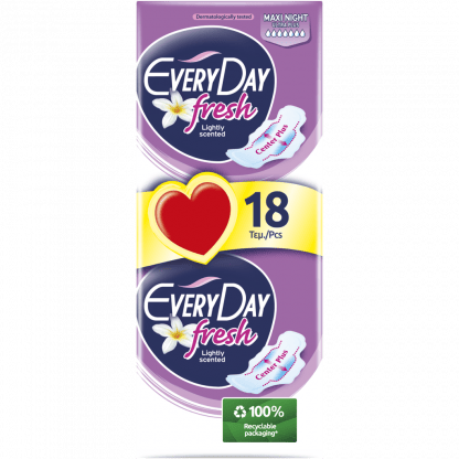 Σερβιέτες EveryDay Fresh MAXI NIGHT Ultra Plus Οικονομική Συσκευασία 18τεμ
