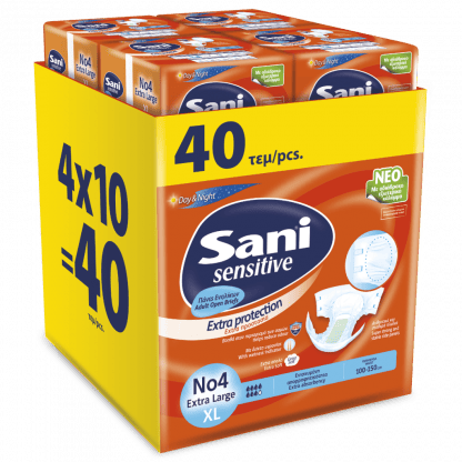 Ανοιχτή πάνα ακράτειας Sani Sensitive Extra Large No4 Mega Pack 40τεμ (4x10τμχ)