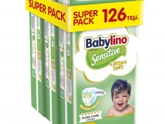 Babylino Sensitive Cotton Soft Super Pack Junior Plus Νο5+ (12-17kg) 126 Τεμάχια (3x42 Τεμάχια)