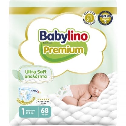 Babylino Premium Ultra Soft Νο1 Newborn (2-5kg) 68 Τεμάχια
