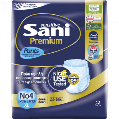 Ελαστικό εσώρουχο ακράτειας Sani Sensitive Premium Pants Extra Large No4 12τμχ
