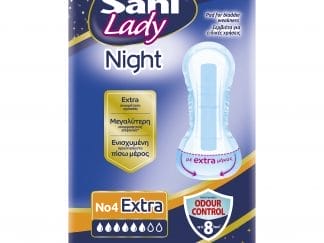 Sani Lady Night No4 Extra 12 Τεμάχια Γυναικείες Σερβιέτες Νυκτός για Βαριά Μορφή Ακράτειας