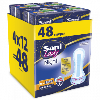 Σερβιέτες ακράτειας Sani Lady Extra Night No4, 48τεμ (4*12τεμ)