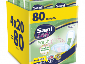 Σερβιέτες Ακράτειας Sani Lady Fresh Super Nο5, 80τεμ (4*20Τεμ)