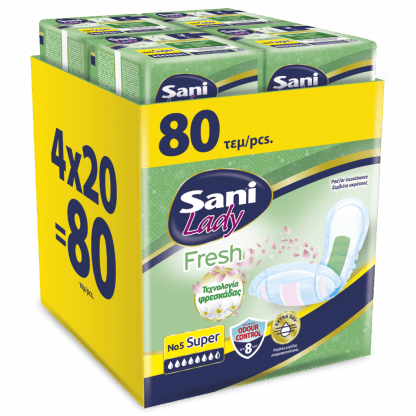 Σερβιέτες Ακράτειας Sani Lady Fresh Super Nο5, 80τεμ (4*20Τεμ)