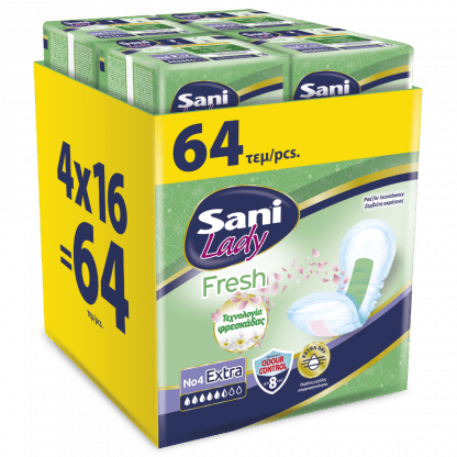 Σερβιέτες Ακράτειας Sani Lady Fresh Extra Nο4, 64τεμ (4*16τεμ)