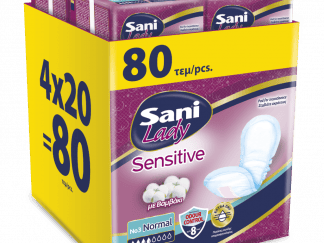 Σερβιέτες ακράτειας με βαμβάκι Sani Lady Normal No3 80τμχ (4*20τμχ)