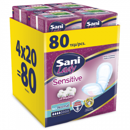 Σερβιέτες ακράτειας με βαμβάκι Sani Lady Normal No3 80τμχ (4*20τμχ)