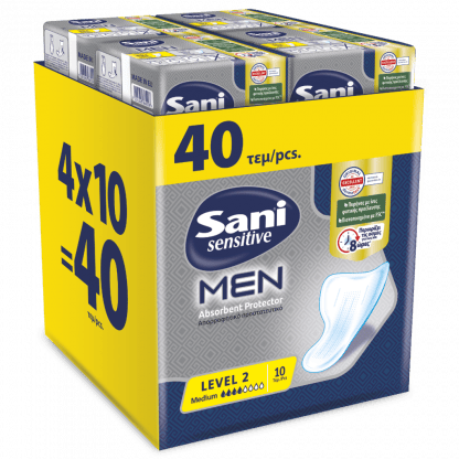 Sani Sensitive Men απορροφητικό προστατευτικό Level 2, 40τμχ (4*10τμχ)