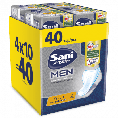 Sani Sensitive Men απορροφητικό προστατευτικό Level 3, 40τμχ (4*10τμχ)