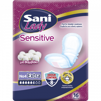 Σερβιέτες ακράτειας με βαμβάκι Sani Lady Extra No4 16τμχ