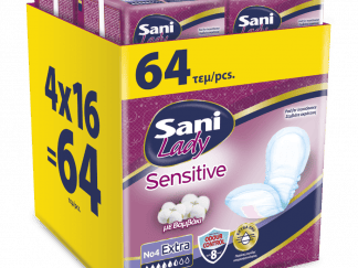 Σερβιέτες ακράτειας με βαμβάκι Sani Lady Extra No4, 64τεμ (4*16τεμ)