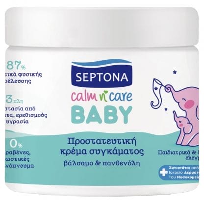Septona Baby Calm n' Care Diaper Cream Βρεφική Προστατευτική Κρέμα Συγκάματος με Βάλσαμο & Πανθενόλη σε Βαζάκι 250ml